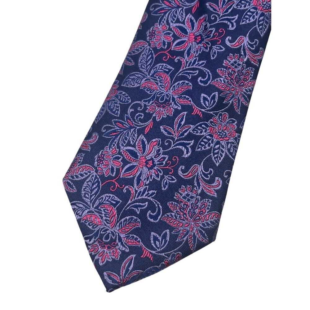 NWT $80 Ted Baker Silk Blue Purple Floral Neck Tie Made in Italy